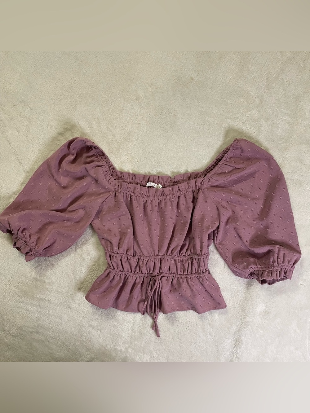 LUSH Orchid Pink Princess Sleeved Crop Top with Cinched Waist size S